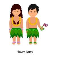 diseño de pareja hawaiana vector