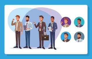 young business men workers characters vector