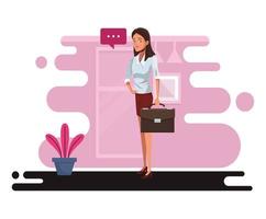 young businesswoman talking worker character vector