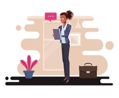 young businesswoman talking worker character vector