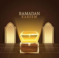celebración de ramadan kareem con cofre vector