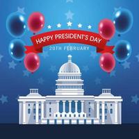 presidents day poster with usa capitol and balloons helium vector