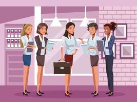 young business women workers characters vector