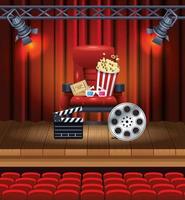 cinema entertainment with pop corn and 3d glasses vector