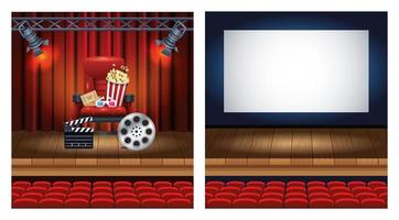 cinema entertainment with set scene icons vector