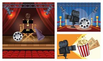 cinema entertainment with set scene icons vector