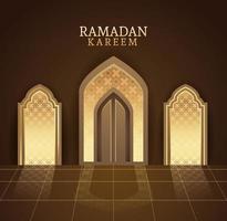 celebración de ramadan kareem con templo de la mezquita en el interior vector