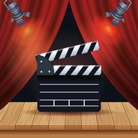 cinema entertainment with courtain and clapperboard vector