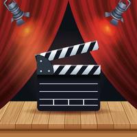 cinema entertainment with courtain and clapperboard vector