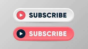 Subscribe button for video service blog or others Buttons in different styles with play symbol Vector illustration to get more subscribers