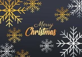 happy merry christmas golden lettering with snowscapes vector