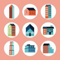 nine set buildings vector