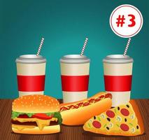 fast food menu template with combo meal number three vector