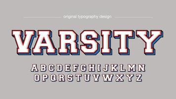 College 3D Varsity Sports Typography vector