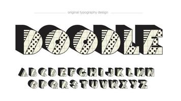 tipografía decorativa de patrón de doodle en blanco y negro vector