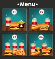 fast food menu template with combos meal numbers vector