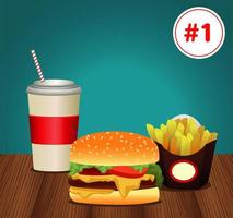 fast food menu template with combo meal number one vector