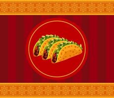 mexican food restaurant poster with tacos in frame vector