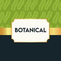 botanical lettering in poster with leafs pattern and golden frame vector