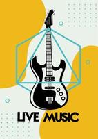 live music festival lettering poster with electric guitar vector