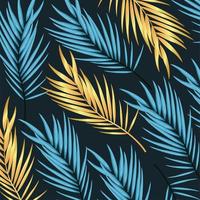 golden and blue leafs pattern background vector