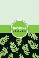 tropical leaves lettering poster with leafs in green circular frame vector