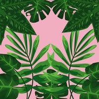 tropical pattern decorative with green leafs vector