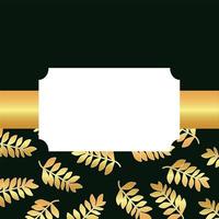 tropical golden leafs frame in black background vector