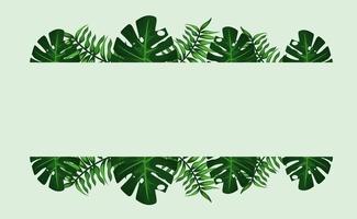 tropical frame decorative with green leafs vector