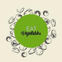 eat vegetables lettering poster with healthy food in circular frame vector