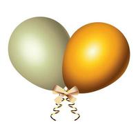 goldden and white pearl balloons helium decoration vector