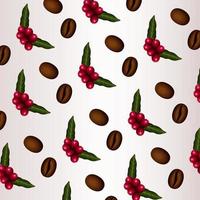 delicious coffee drink poster with seeds and leafs pattern vector