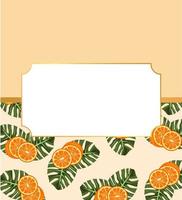 citrus fruit poster with oranges and leafs pattern in frame vector