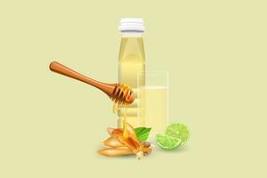 extracto de raíz de dedo con miel y jugo de hierbas refrescante de lima vector