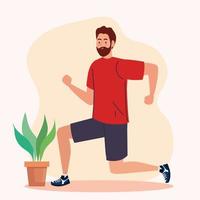 man doing exercise at home vector design