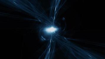 volando en un túnel de agujero de gusano de energía de plasma azul oscuro video