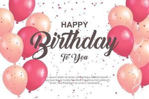 happy birthday greeting with balloon and glitter vector