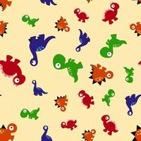 Seamless Pattern with funny character Dino vector