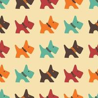 Seamless Pattern With Silhouette of Dog With Diferent Collars vector
