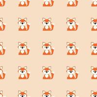 Seamless Pattern With Cute Sitting Foxes vector