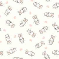 Seamless Pattern Rabbits on Background With Pink Hearts vector