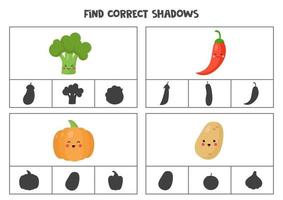 Find correct shadow Printable clip card games for children vector