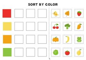 Sort by color Educational game for learning primary colors vector