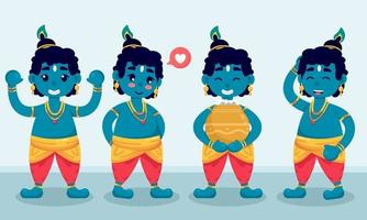 Janmasthami Character Set in Different Pose vector