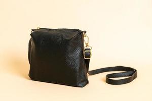 Black leather fashion bag photo