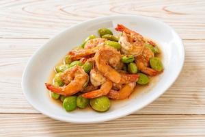 Stir-fried twisted cluster bean with shrimp - Thai food style