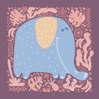 lindo póster de guardería con elefante en estilo escandinavo doodle animal africano personaje infantil impresión para guardería ropa para niños póster postal estilo escandinavo doodle animal