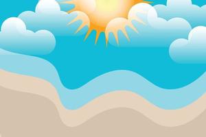 playa de verano y nubes beckground vector