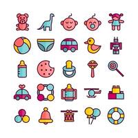 Baby Toys icon set vector flat line for website mobile app presentation social media Suitable for user interface and user experience