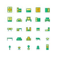 Furniture icon set vector flat line for website mobile app presentation social media Suitable for user interface and user experience